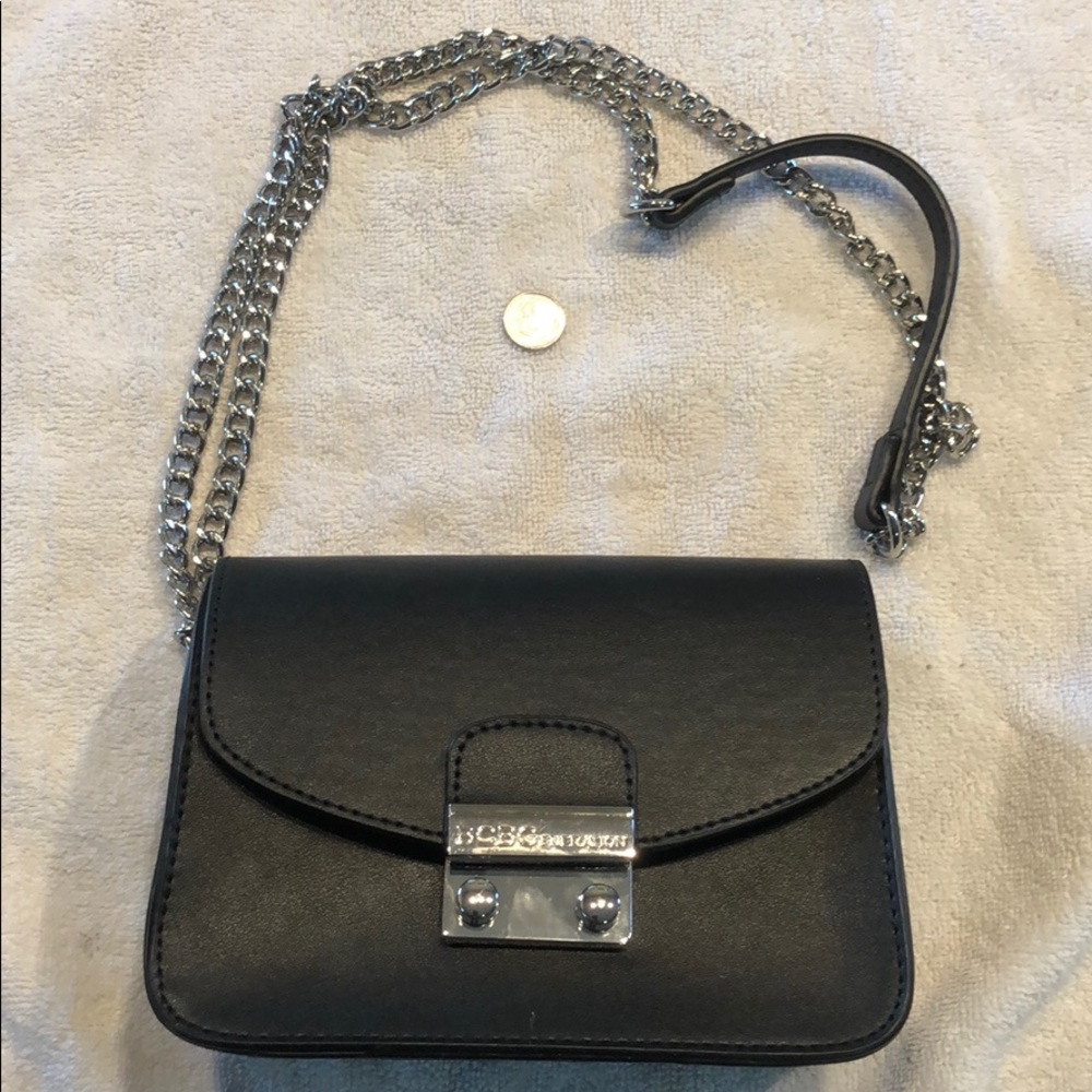 BCBGeneration Small Black Purse On Chain W Leather